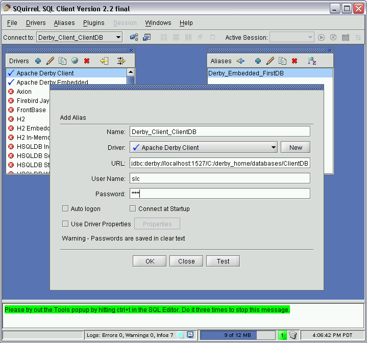 Using Squirrel Sql Client With Der