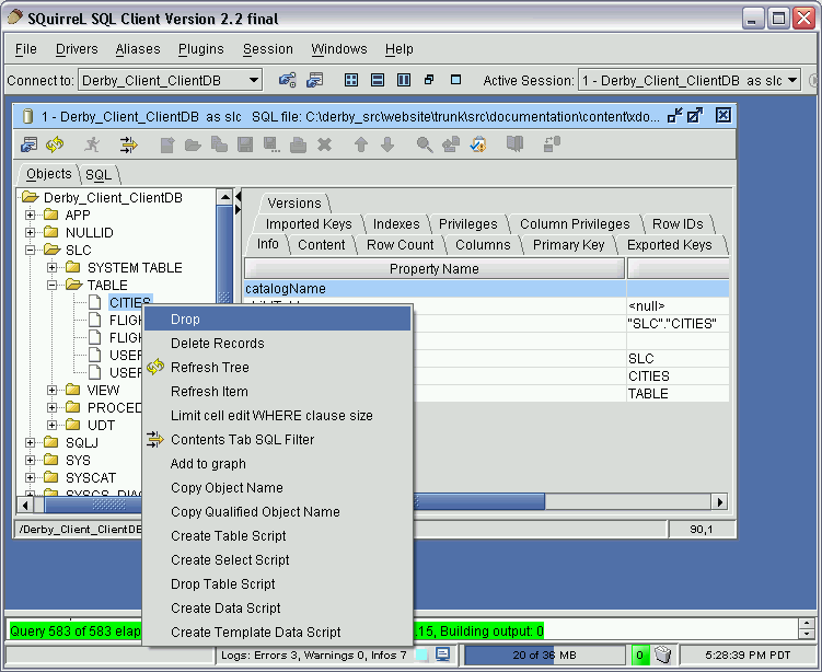 table editing options